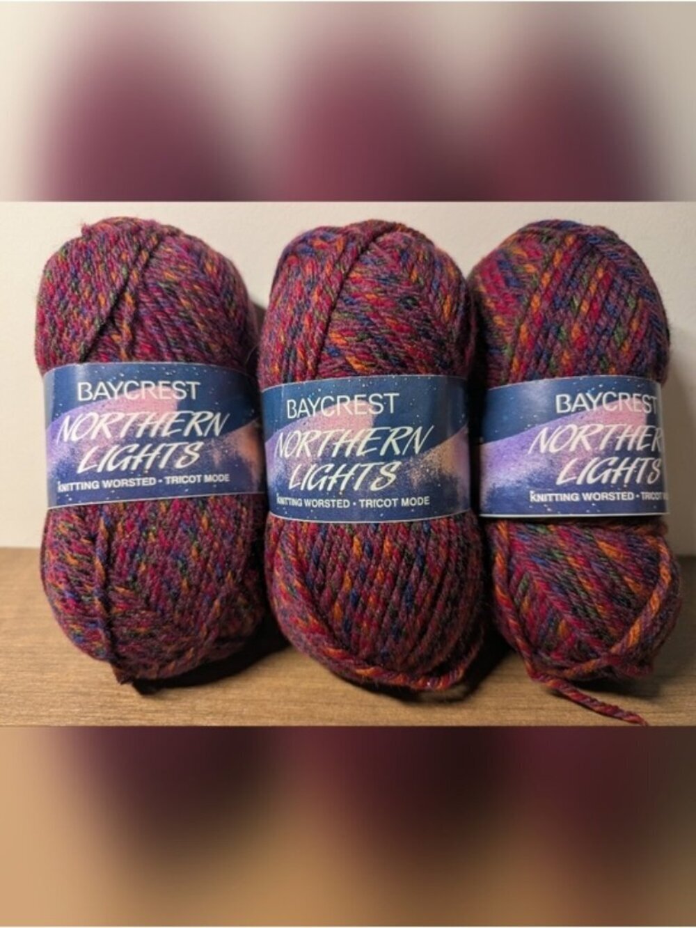 Vintage Yarn Baycrest Northern Lights Verigated Yarn Acrylic 3 Skiens. x 50g Ea